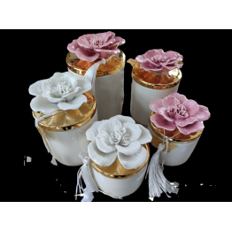 Bomboniera porta candela profumata grande con fiore rosa harmony in offerta